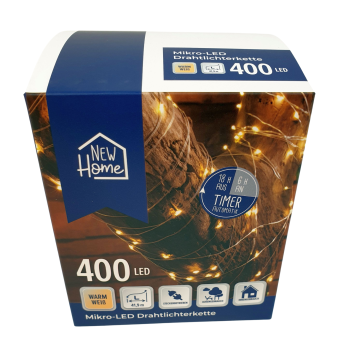 400er LED Lichtkette mit Timer 41,9m warmweiß